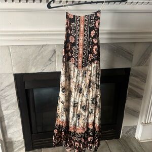 Free People Floral Maxi Dress with Black and Pink Accents sz M